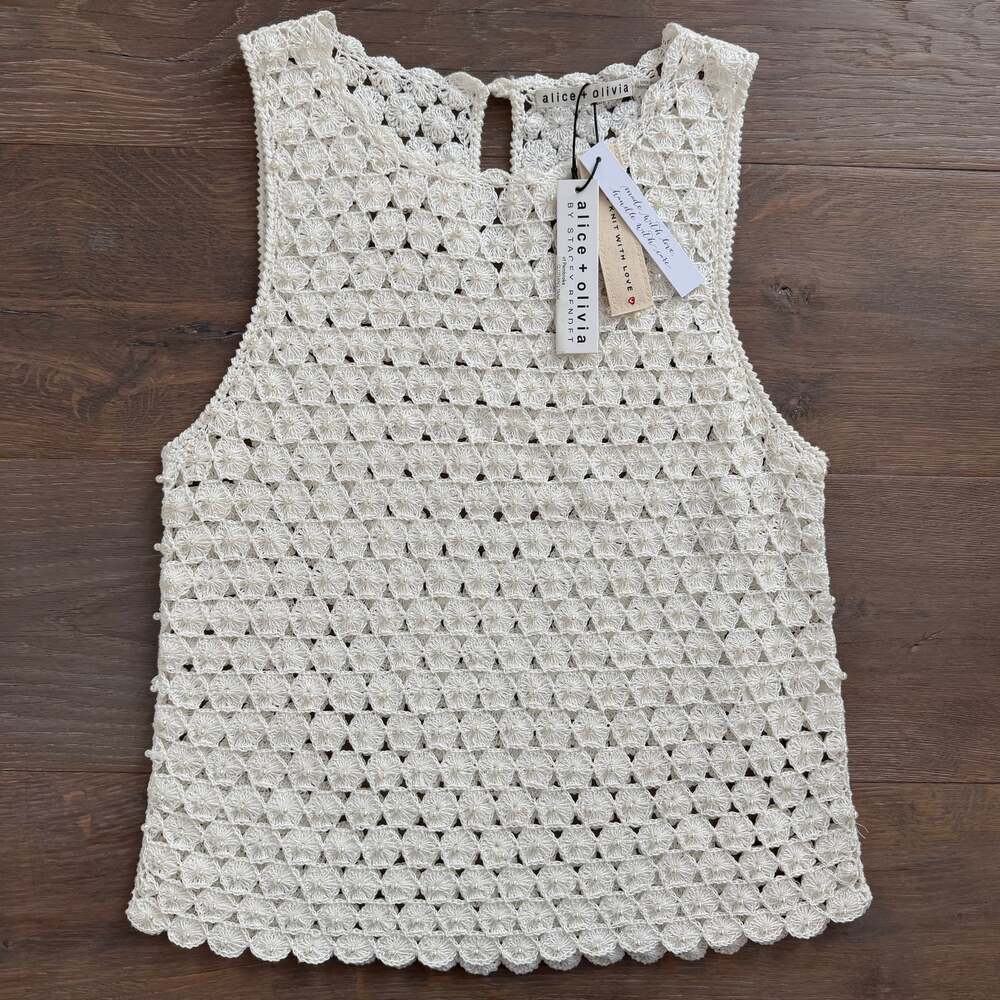 Alice + Olivia Crochet Ivory Pearl Top Sz Medium ~ New With Tags!